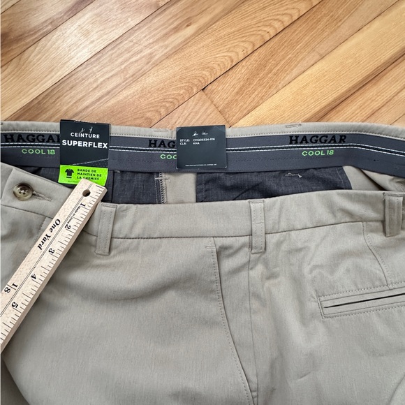 New HAGGAR Mens Cool 18 Golf Shorts Tan Sand Sz 38 Superflex Waistband - Picture 7 of 12